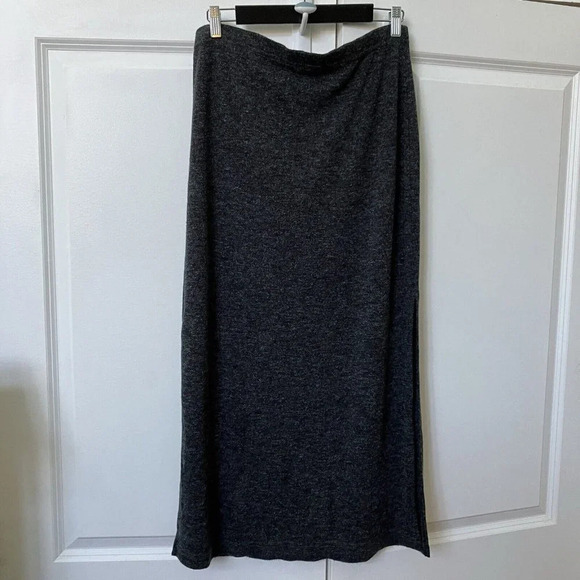 Vintage E.W. Clothing Co Gray Marled Stretch  Jersey Knit Maxi Skirt - Picture 4 of 6